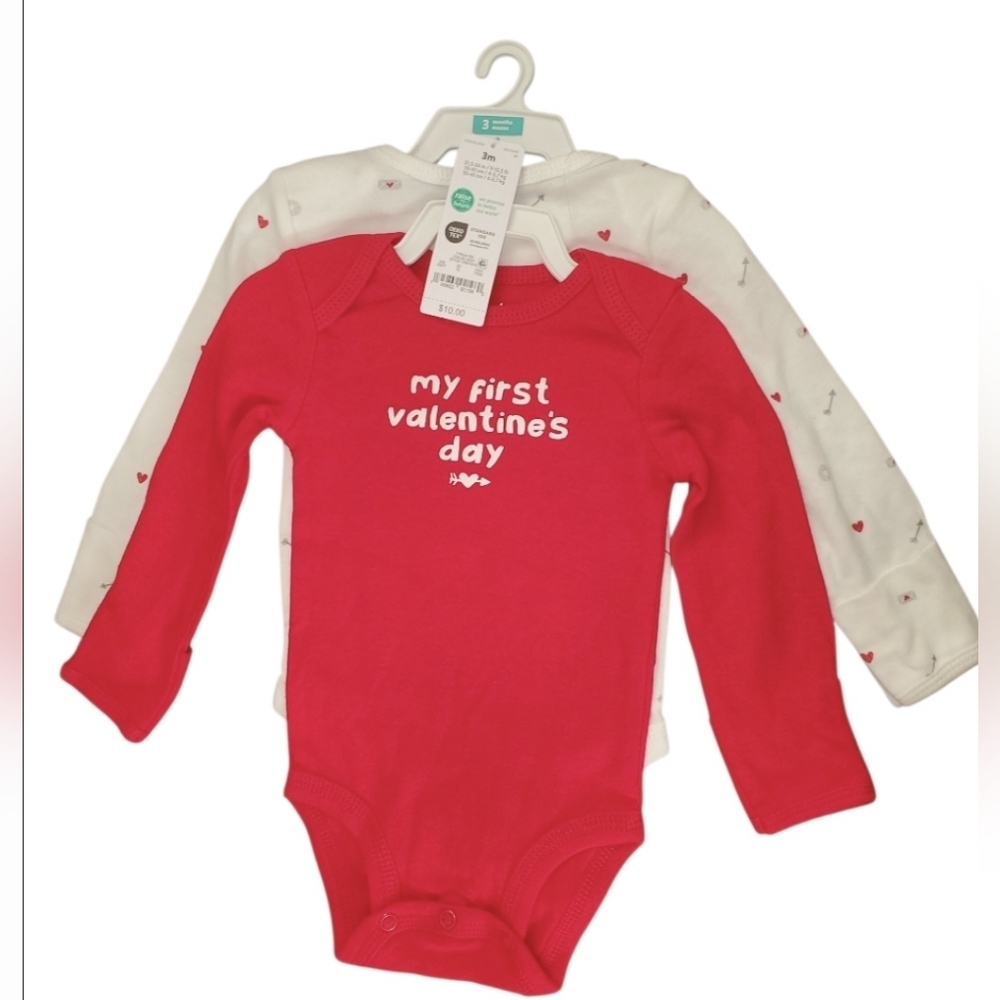 Carter's Red and White "My First Valentine's Day" Bodysuit Set NWT Size: 3m